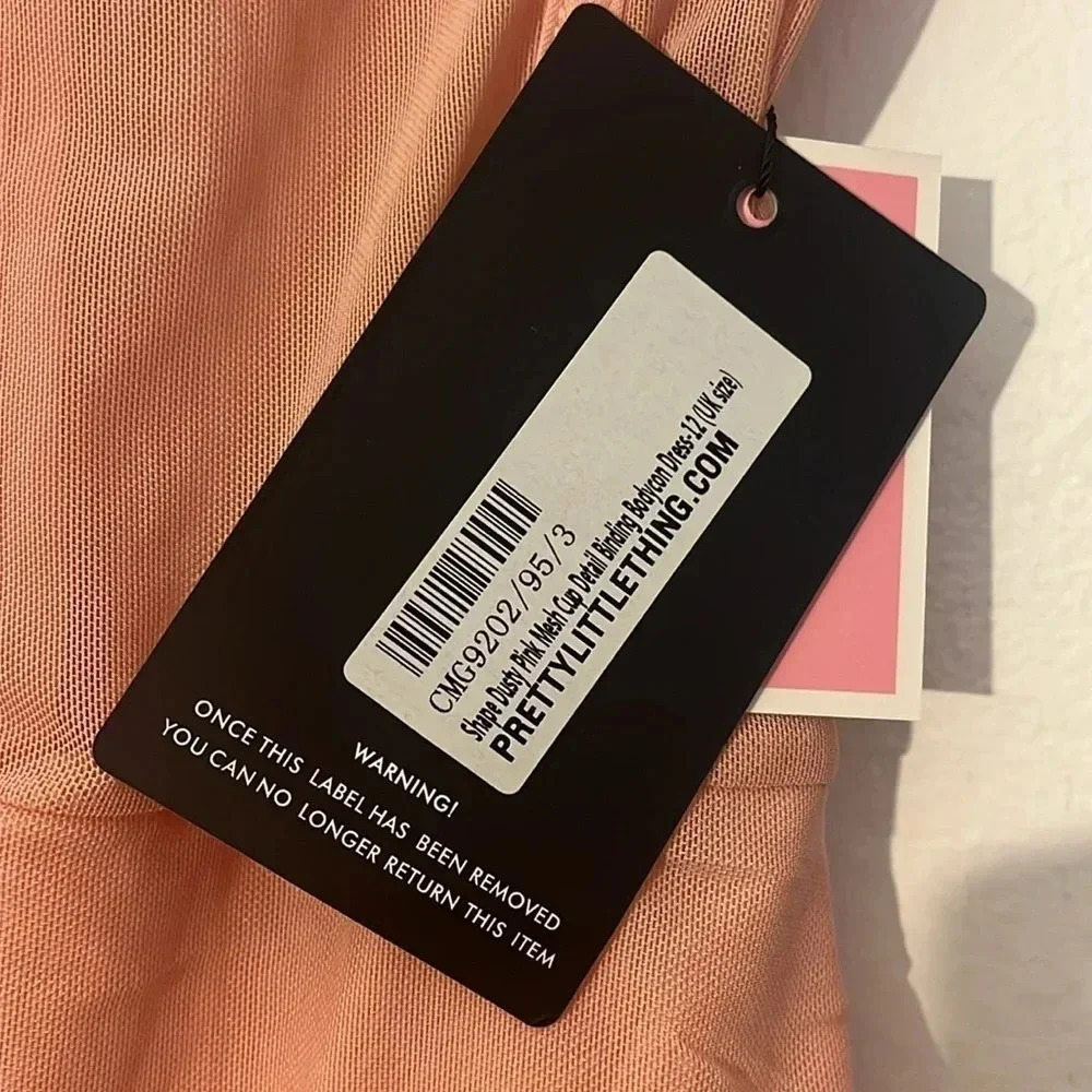 Pretty Little Thing | NEW Dusty pink Binding Bodycon dress Sheer Sexy size 8 US - Picture 2 of 10